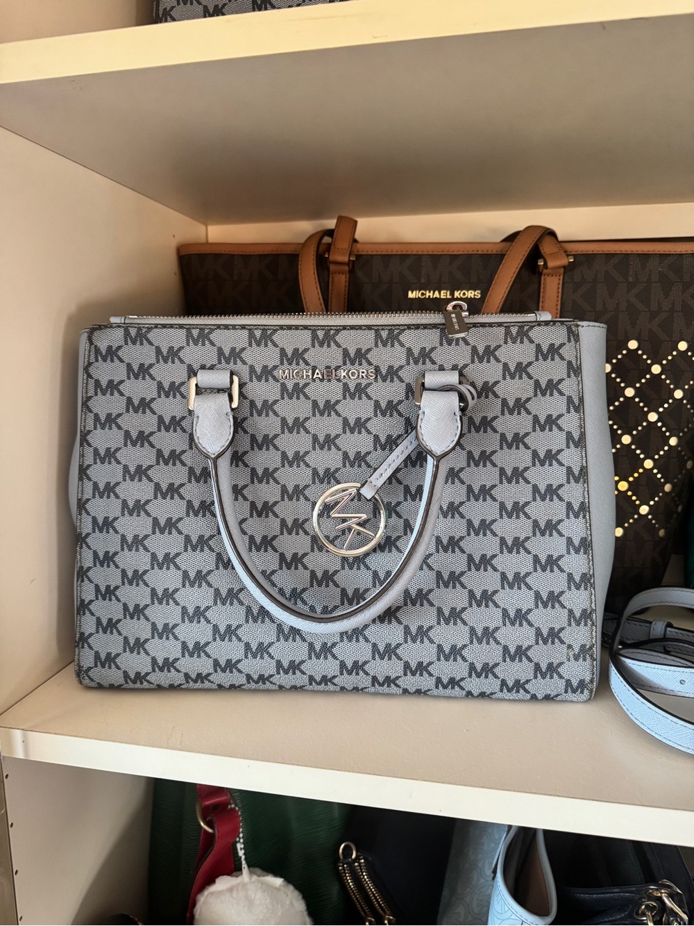 Michael Kors Light Gray MK Monogram Tote